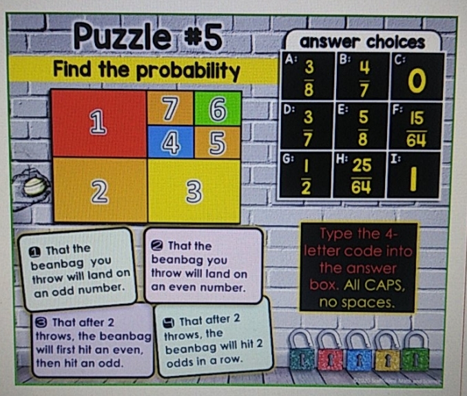 Could you please answer the four questions? Puzzle #5 answer choices A: