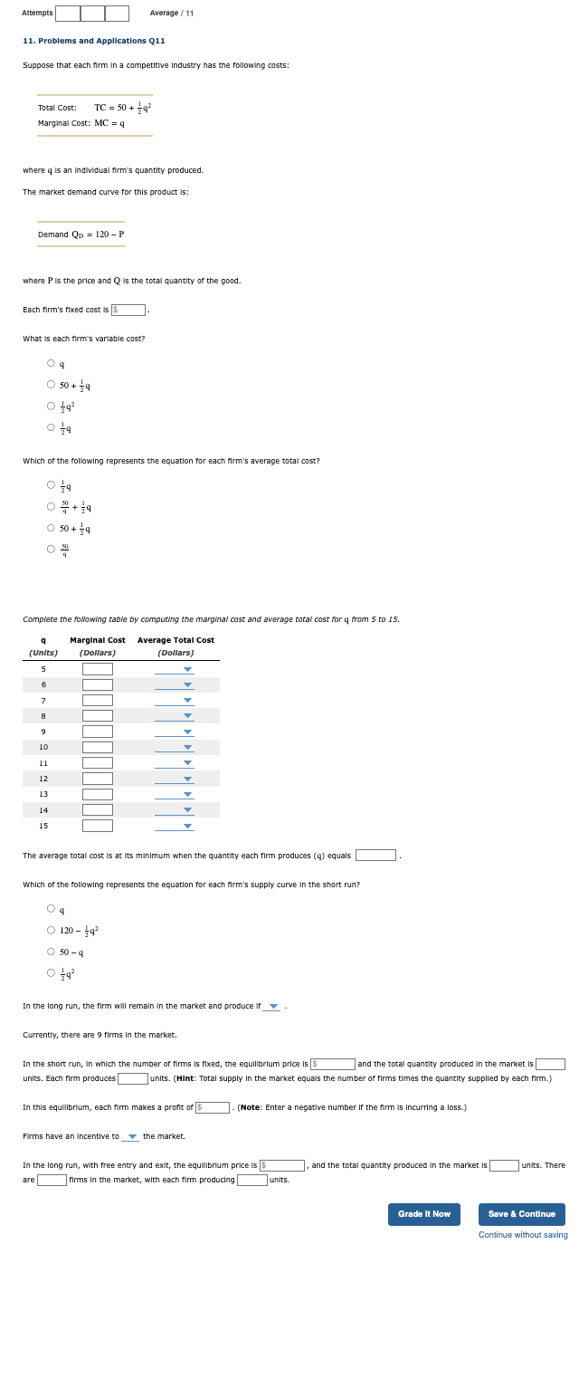 Attempts Average / 11 11. Problems and Applications Q11 Suppose that
