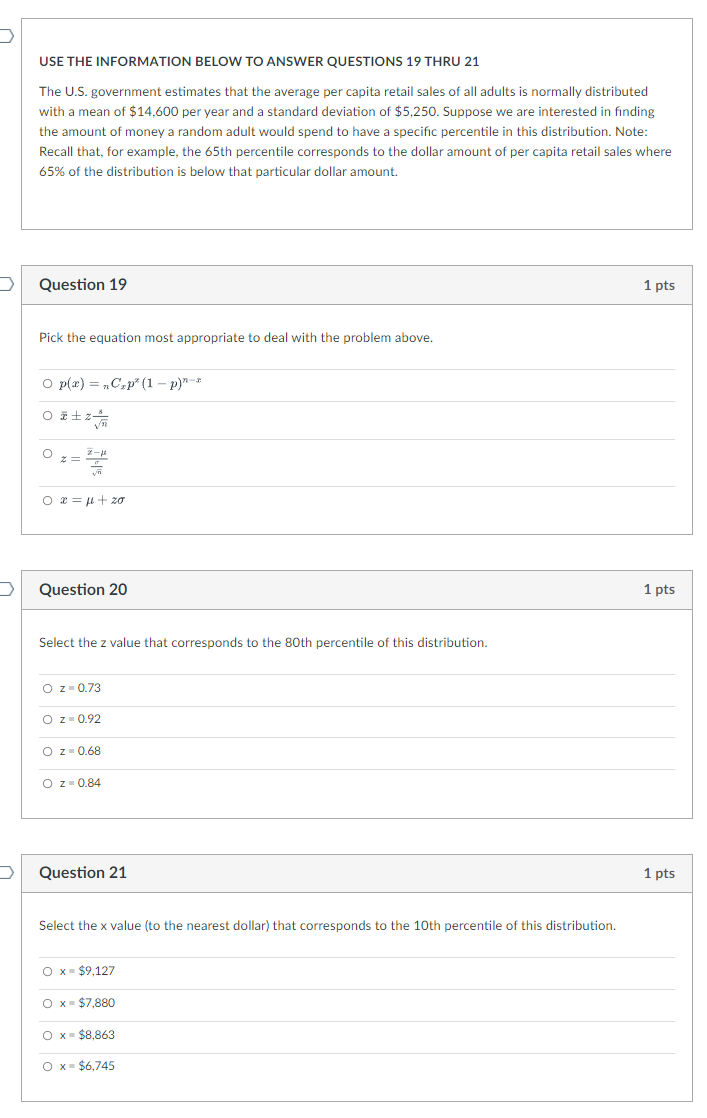  USE THE INFORMATION BELOW TO ANSWER QUESTIONS 19 THRU 21 The