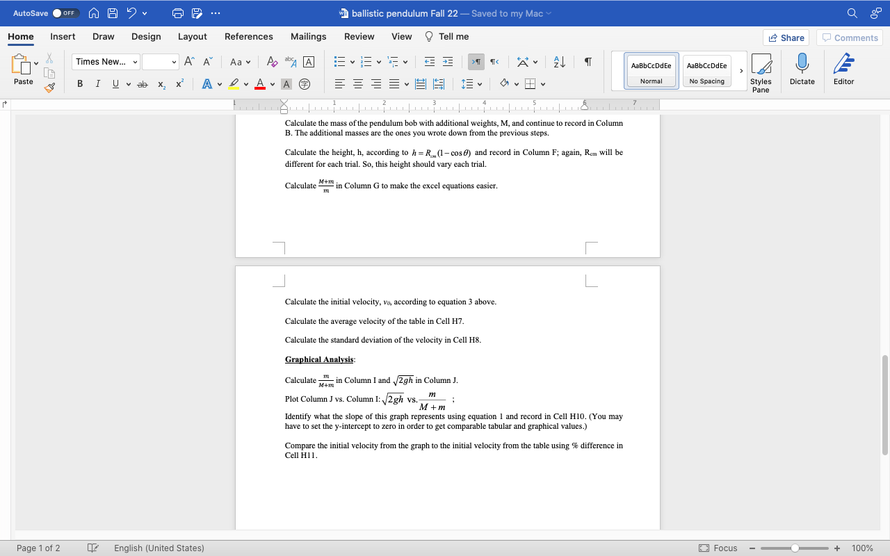 sms Lab 4: Enzymes a... Report 4 Ballistic Pendulum Data Sheet Fall