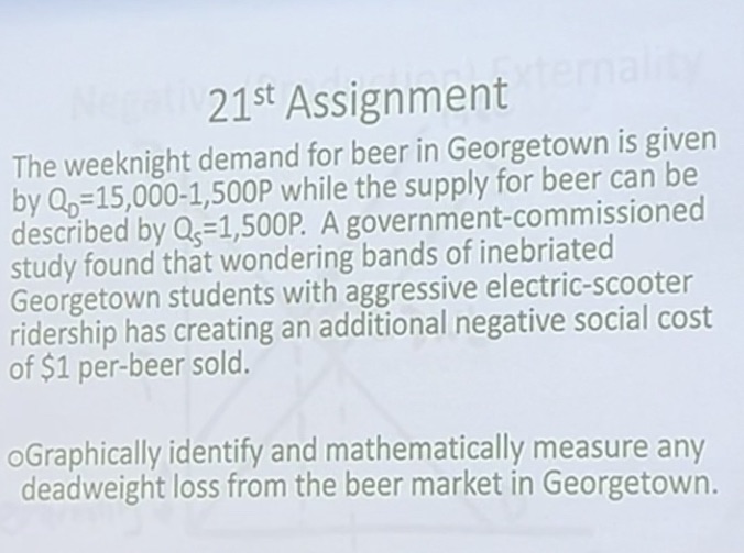 21 st Assignment The weeknight demand for beer in Georgetown is