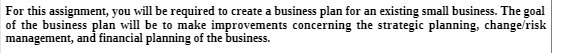  For this assignment, you will be required to create a business