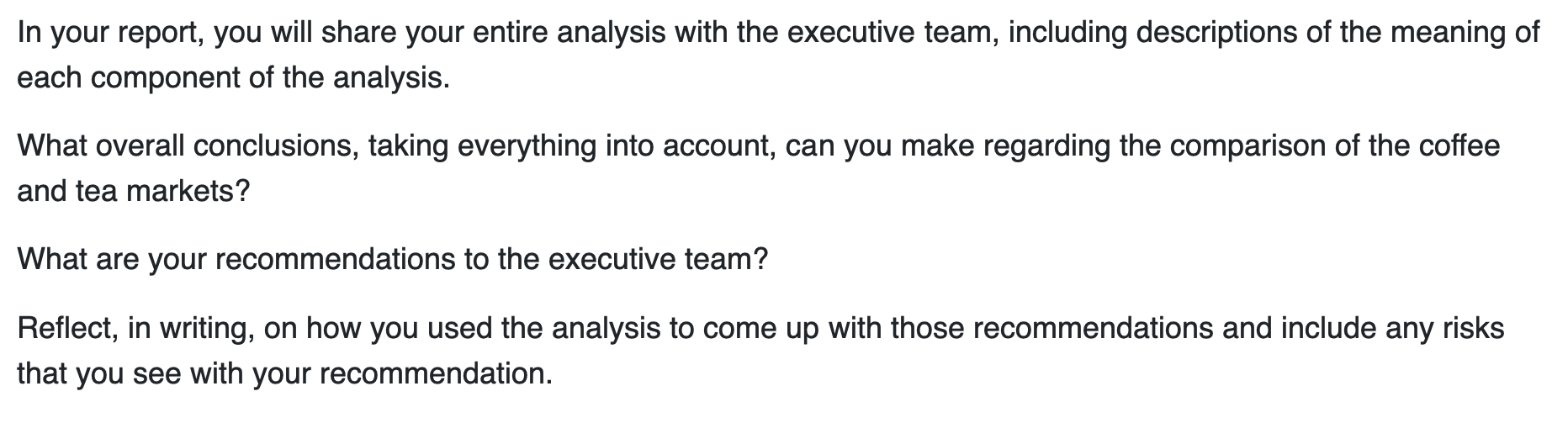 data on the market for coffee and tea for the past 23