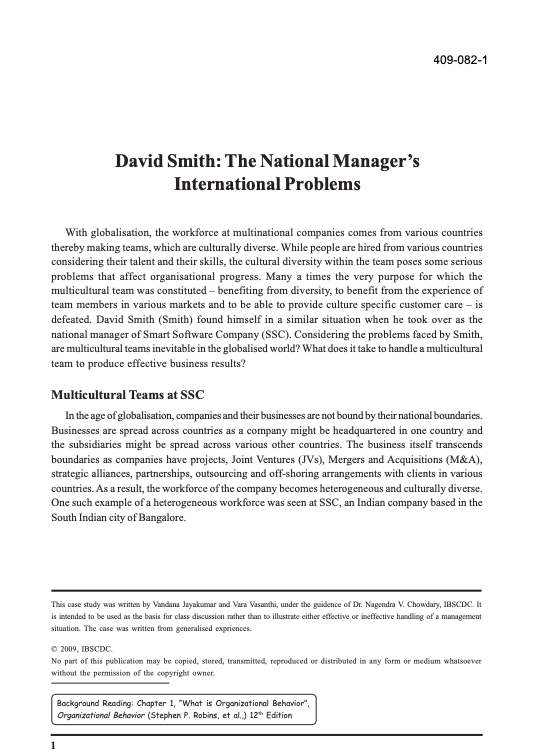  409-082-1 David Smith: The National Manager's International Problems With globalisation, the