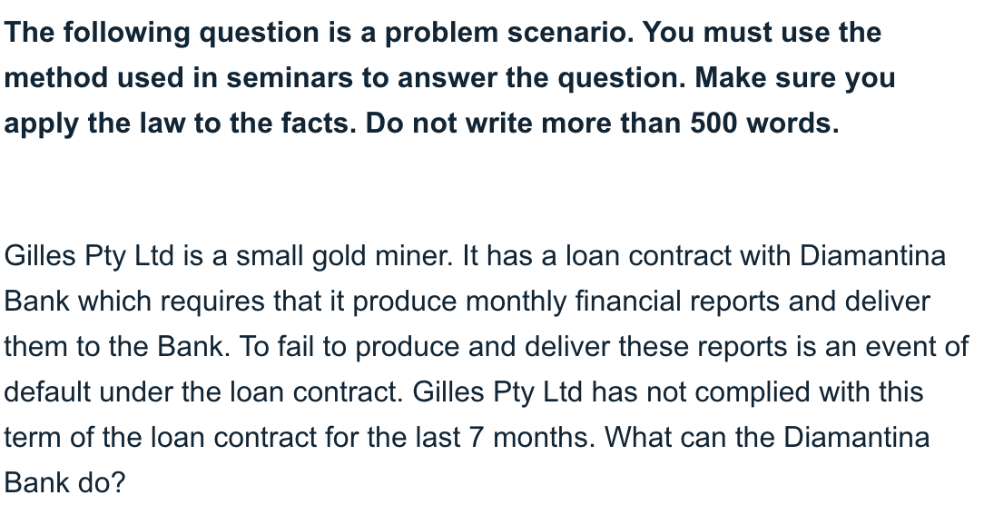 Please answer the following question The following question is a problem scenario.