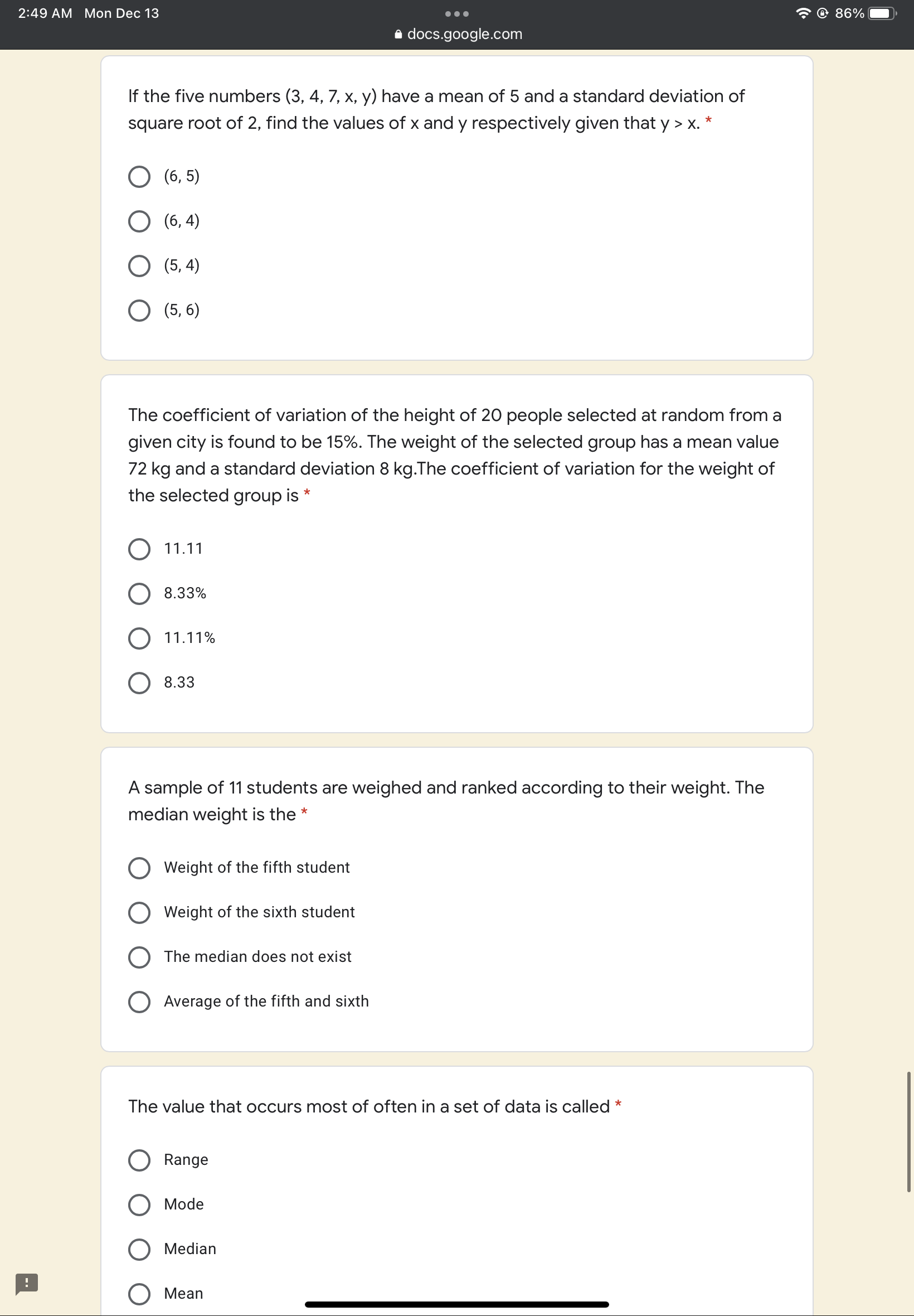 level(s) of measurement is(are) considered qualitative? * 0 Ratio and Ordinal O