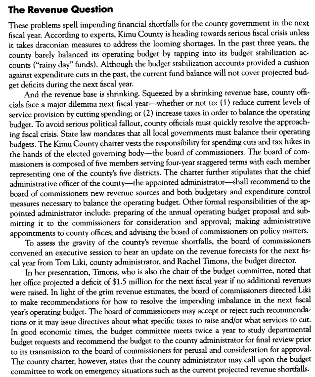 Using the Resource development analysis concepts, select an option from the case