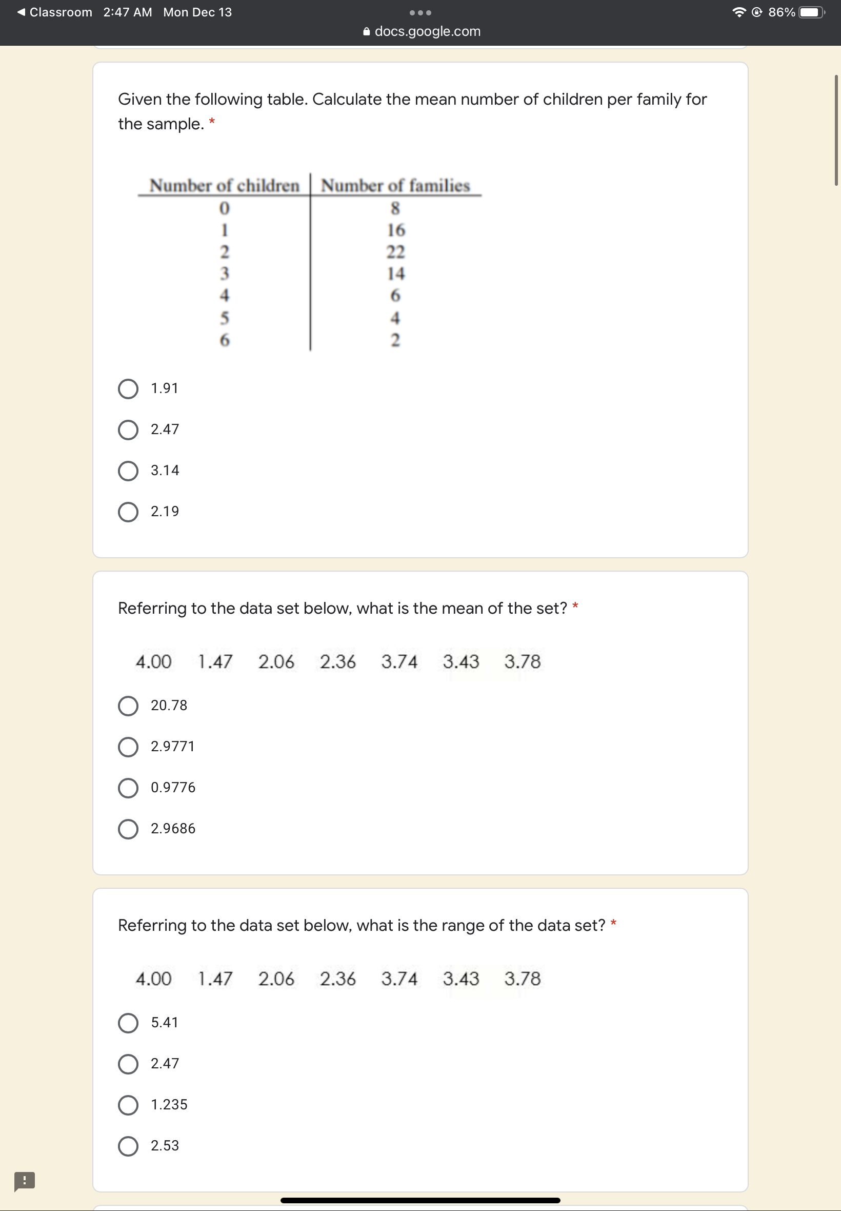  4 Classroom 2:47 AM Mon Dec 13 1? 86% - i