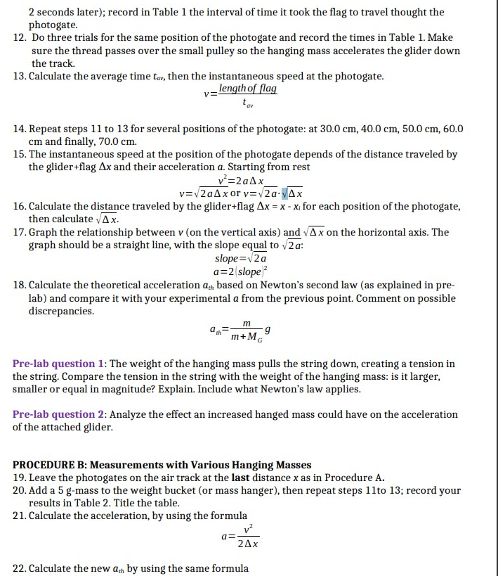 InstructionsPart B are the resultsPart C are the **Questions** with Both Procedure