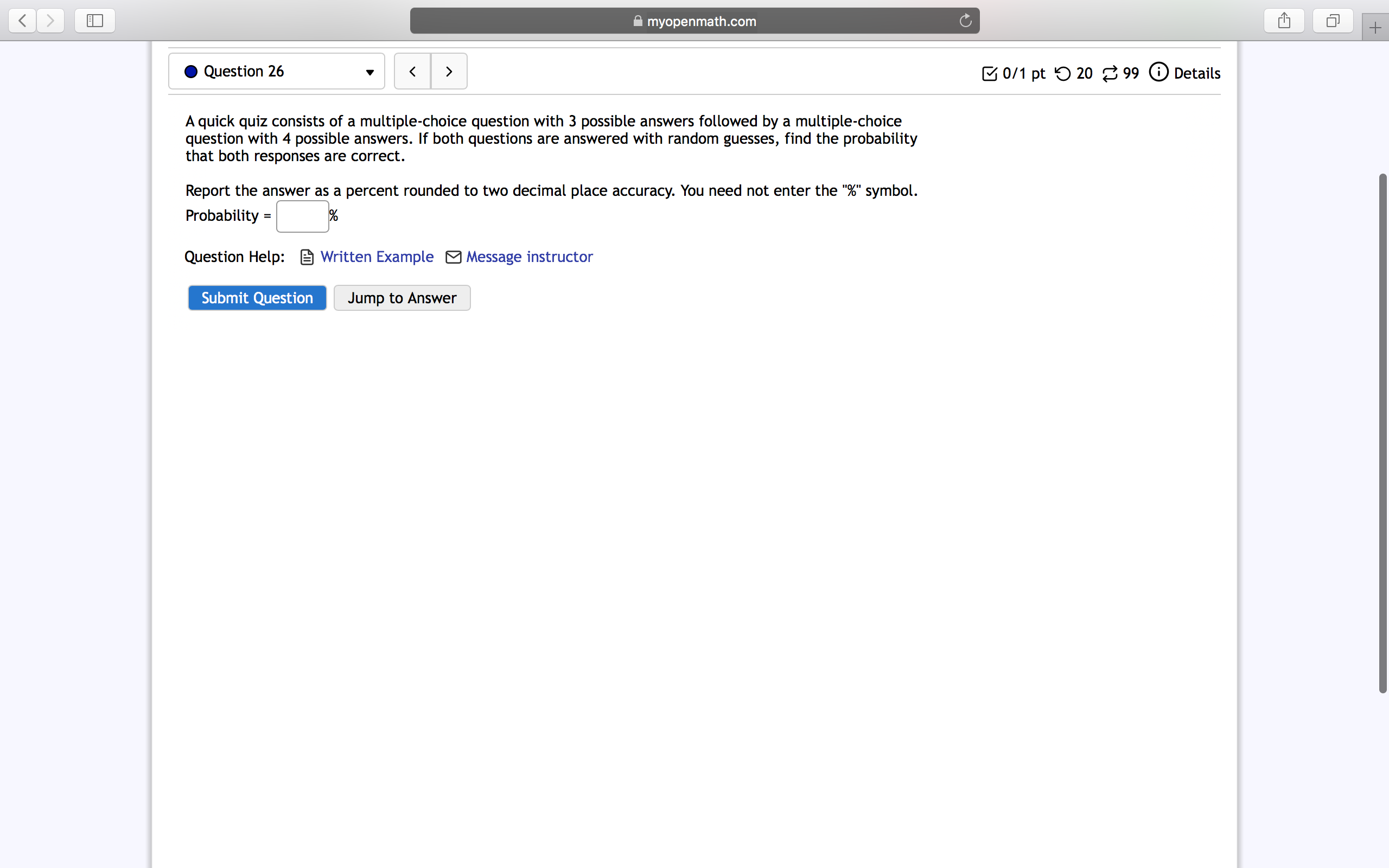  i myopenmathcom 2' 0 Question 26 v ' ' A quick