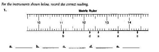  For the instruments shown below record the correct reading. 1. Matric