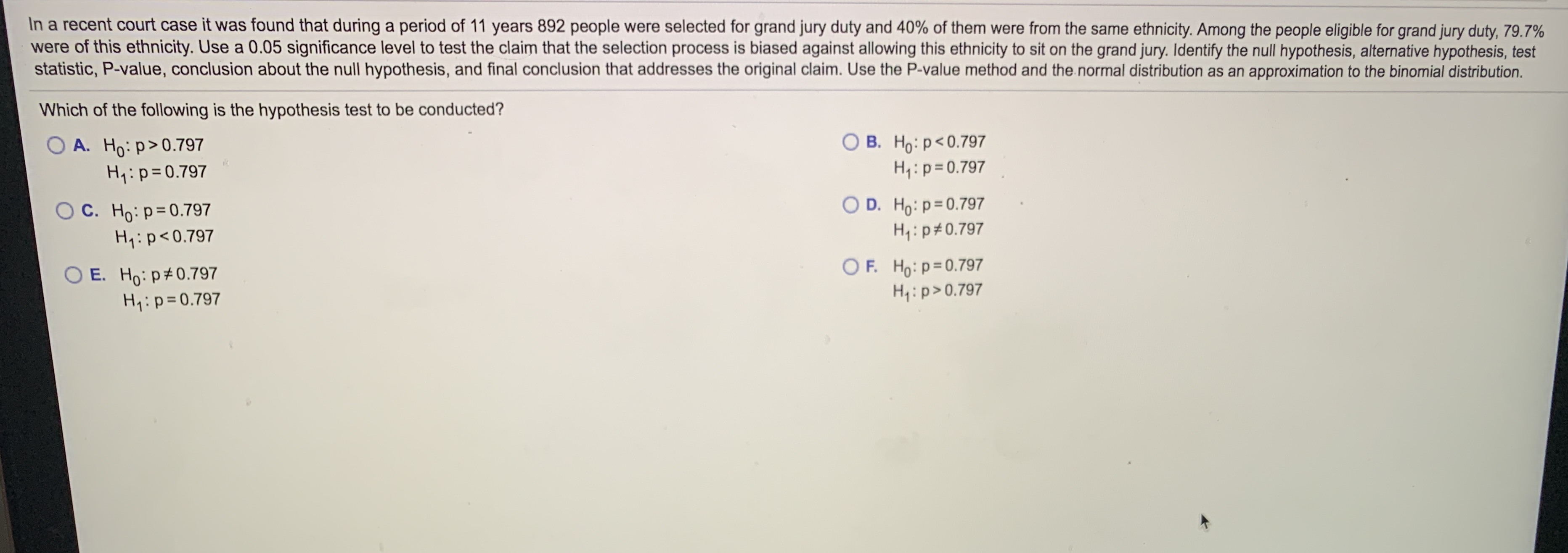 Also find p-value and test statistic In a recent court case it