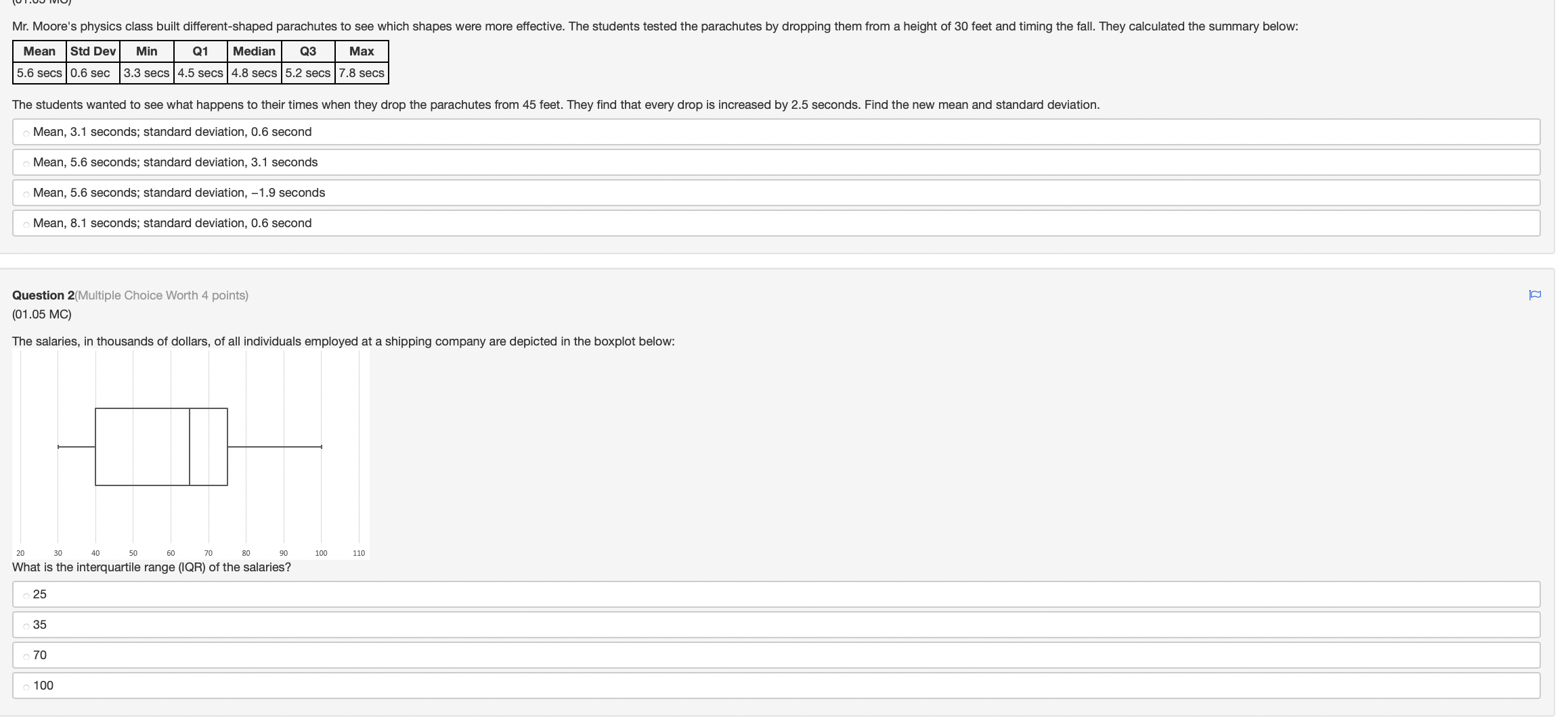 \\v . .w my, Mr. Moore's physics class built different-shaped parachutes