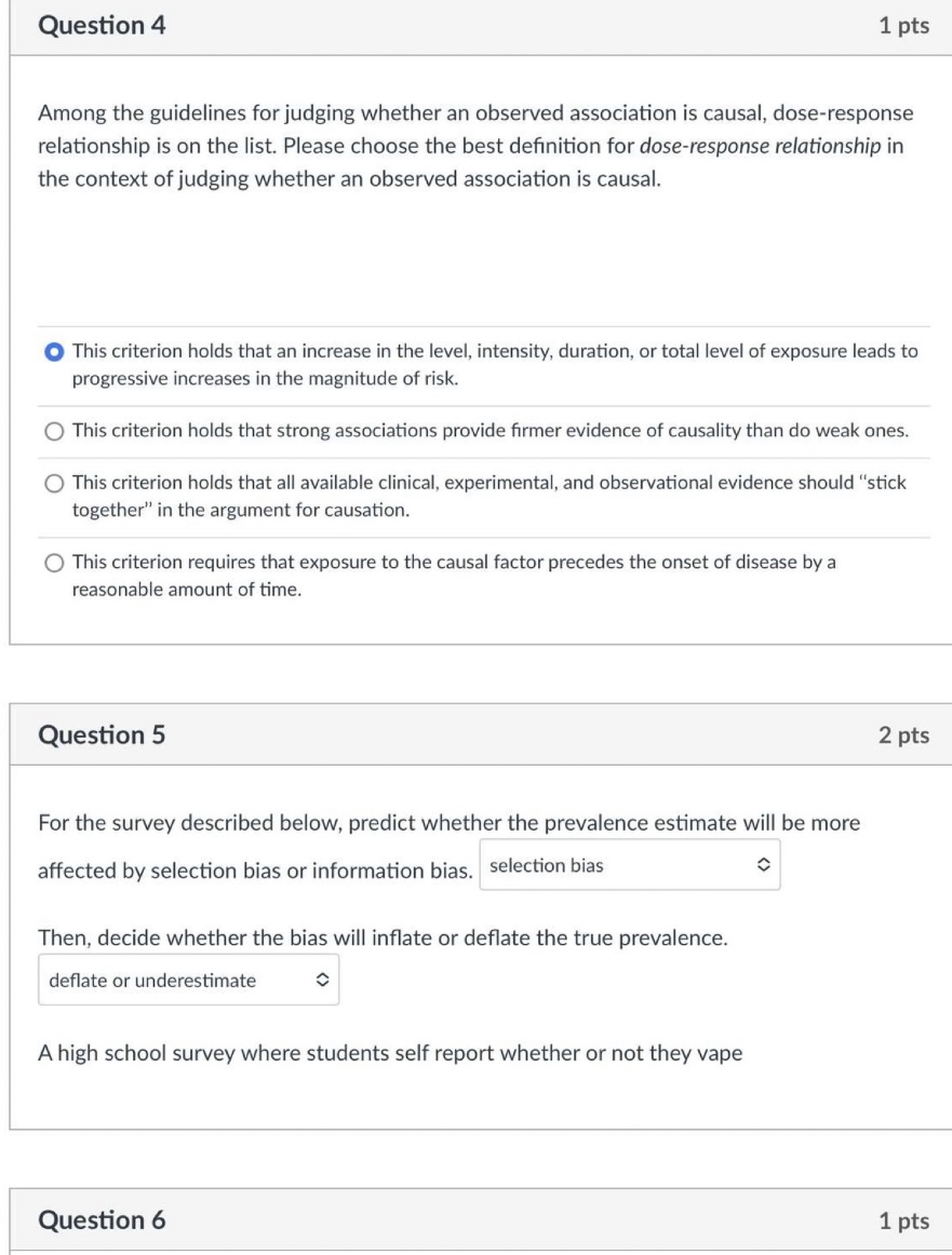 Question 4 1 pts Among the guidelines for judging whether an