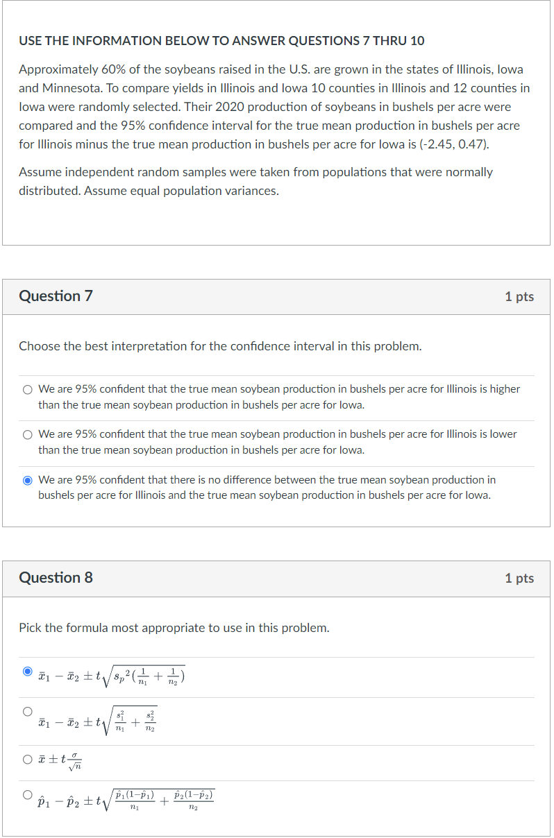  USE THE INFORMATION BELOW TO ANSWER QUESTIONS 7 TH RU 10