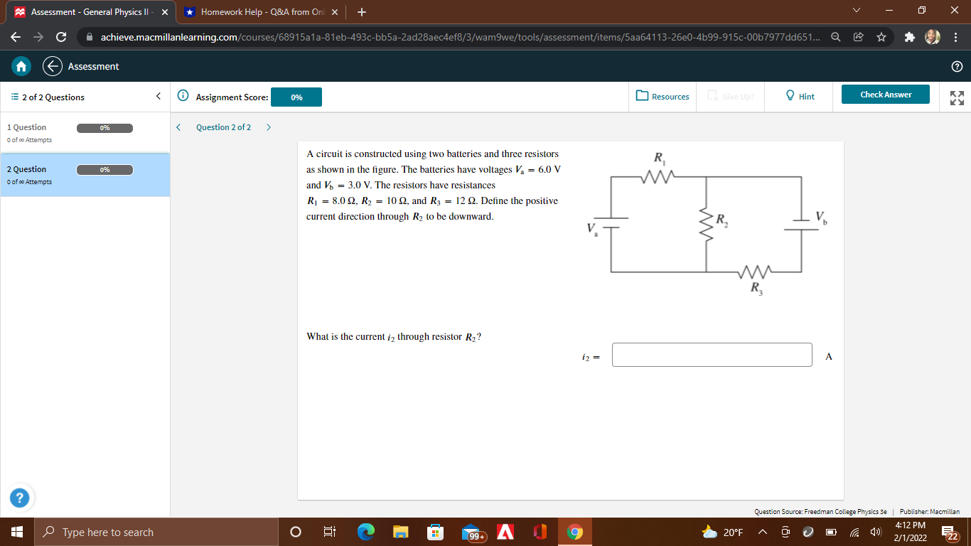  Assessment - General Physics II - X *Homework Help - Q&LA