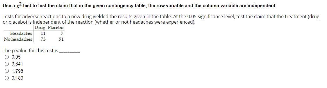 Use a x2 test to test the claim that in the
