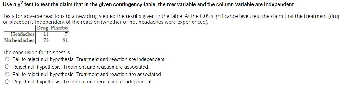 given contingency table, the row variable and the column variable are independent.
