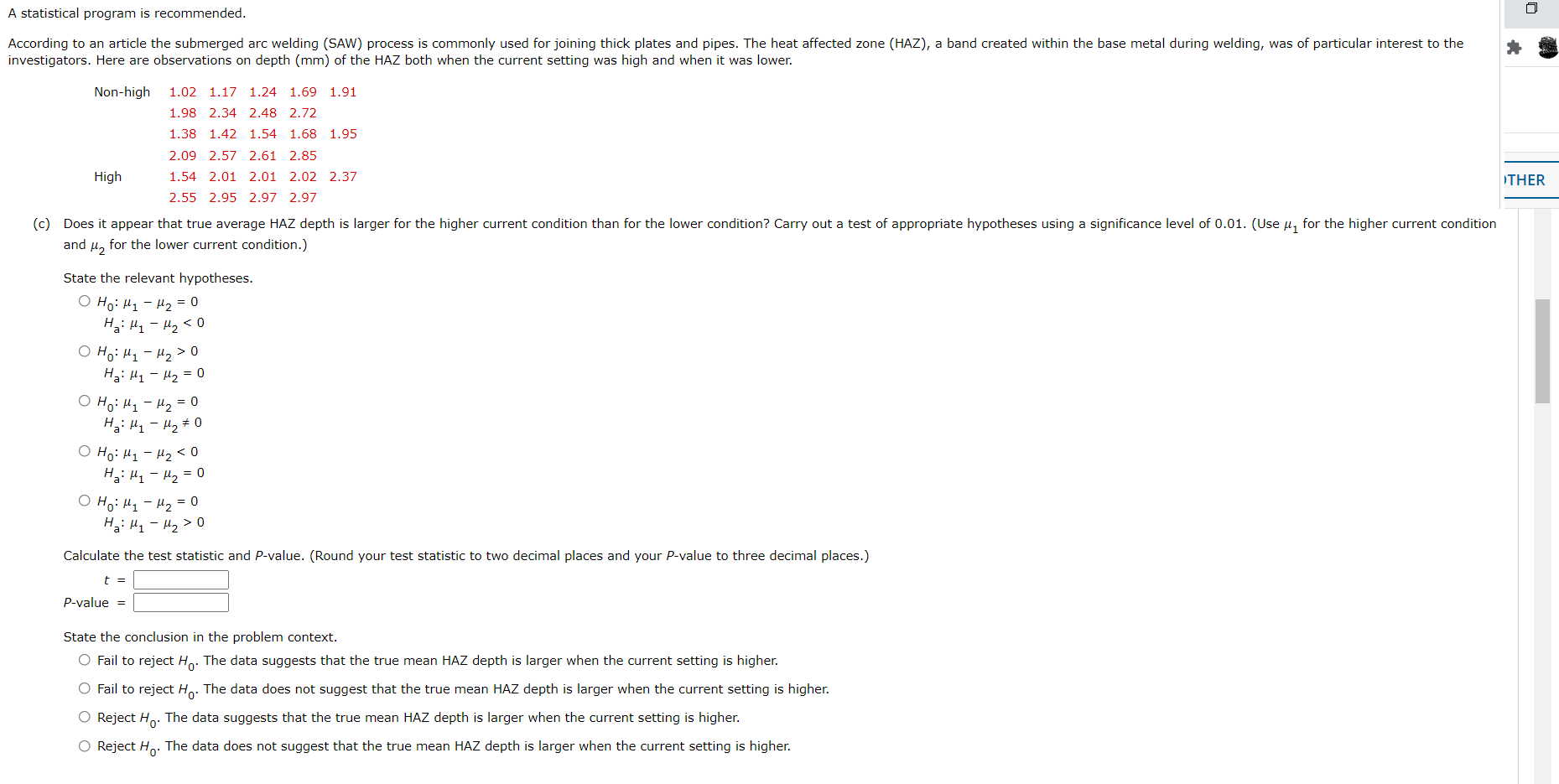  A statistical program is recommended. According to an article the submerged