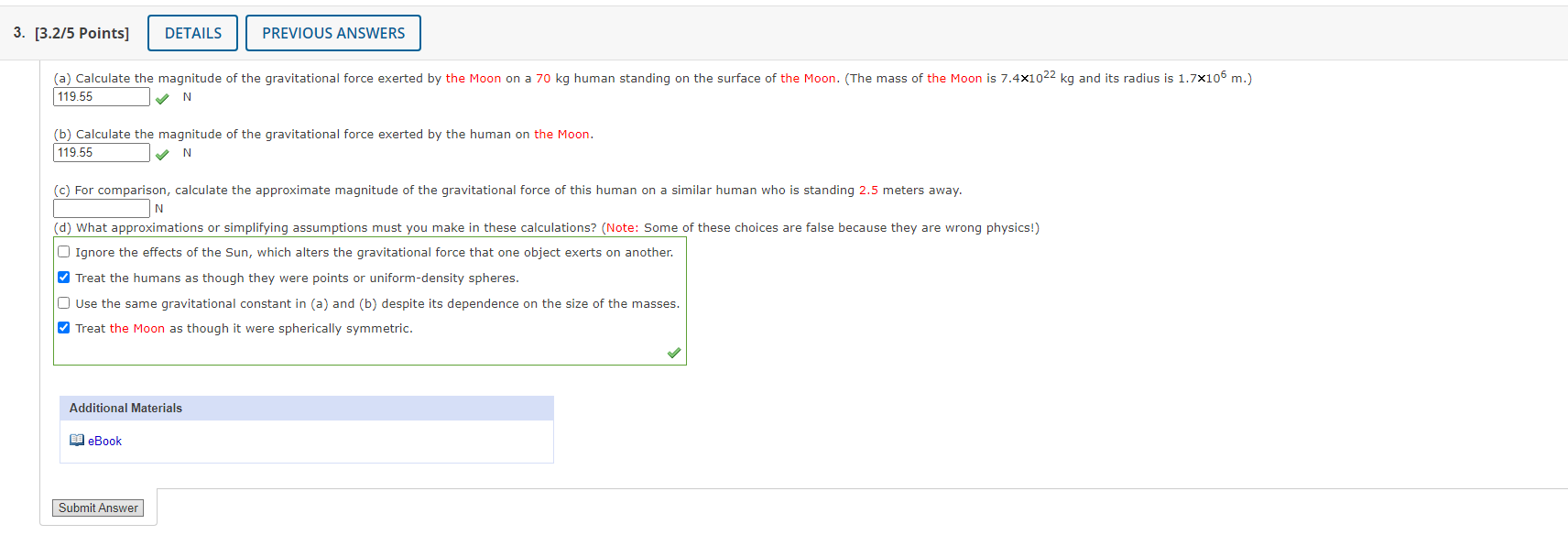 3. [3.2/5 Points] DETAILS PREVIOUS ANSWERS (a) Calculate the magnitude of the