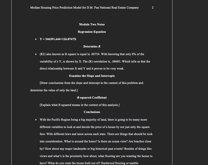 Can you help me with Drawing the conclusions from the slope and