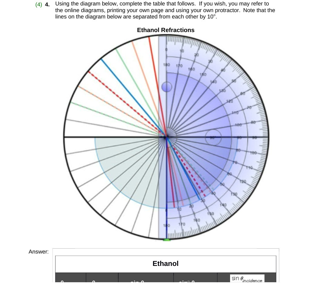  (4) 4_ Using the diagram below, complete the table that follows.