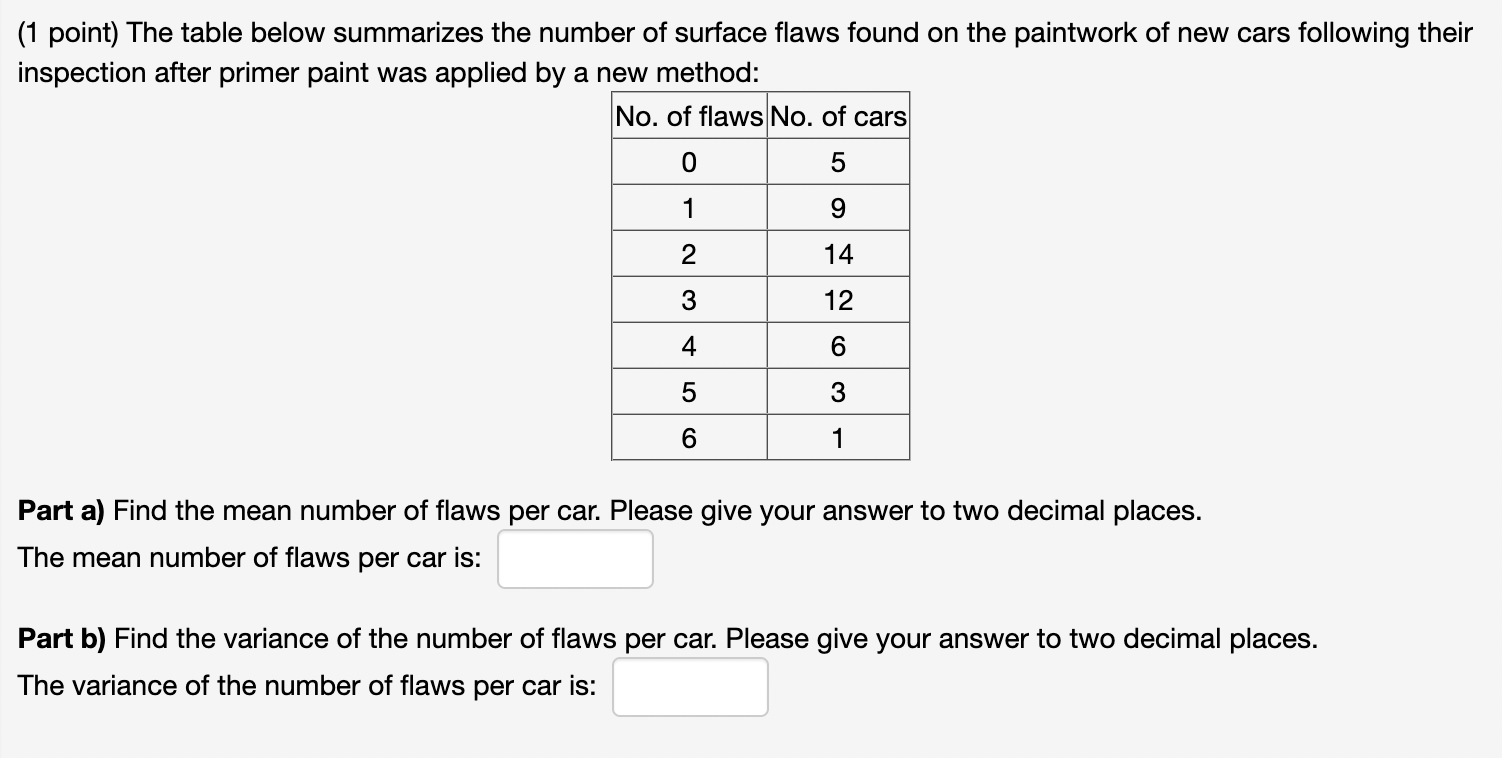 PROB STAT Please show steps. (1 point) The table below summarizes the