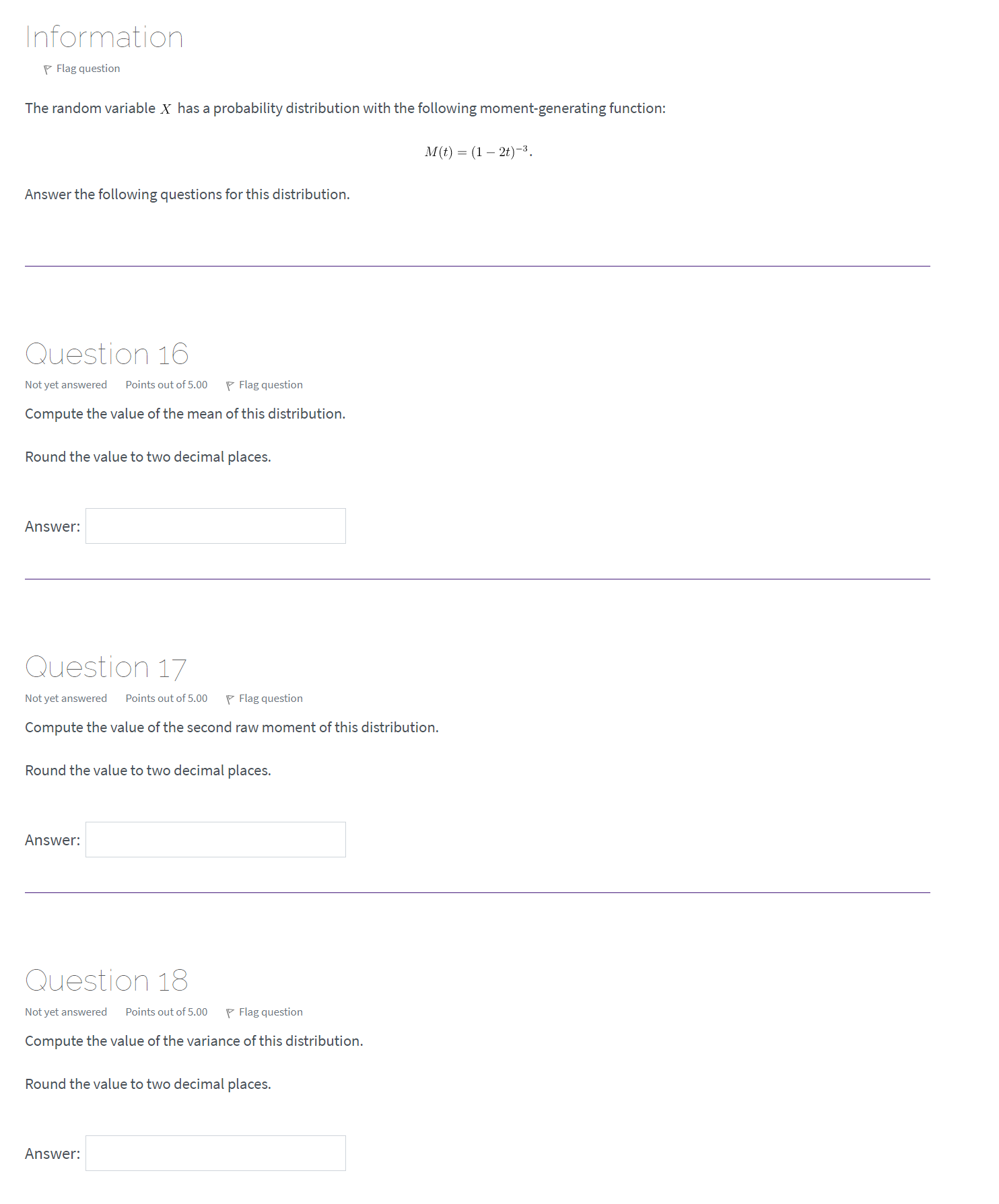  Information Flag question The random variable X has a probability distribution