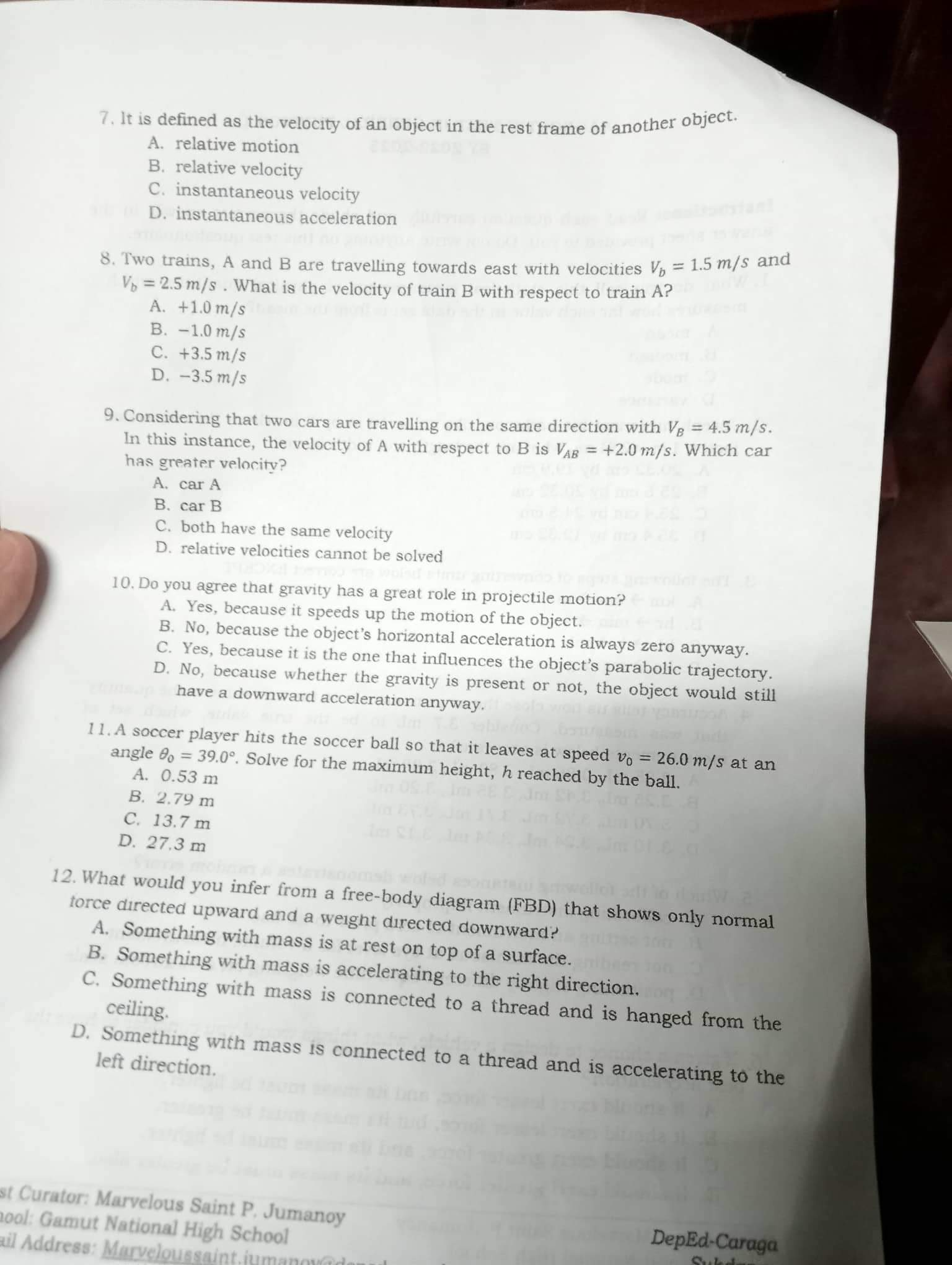 diagram B. Potential energy diagram C. Gravitational energy diagram D. Potential gravitational