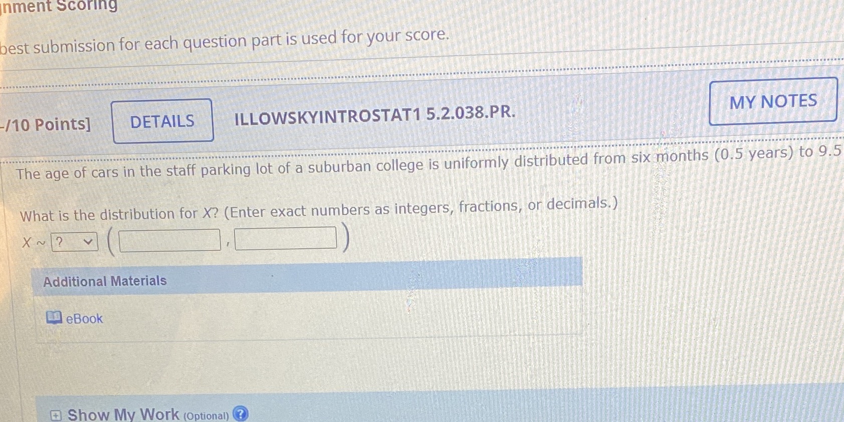 Help nment Scoring best submission for each question part is used for