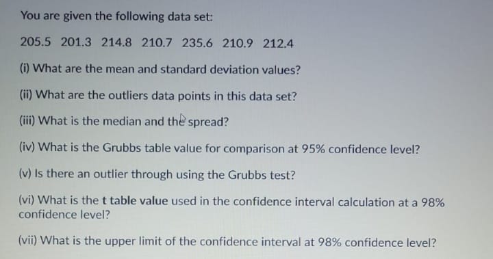 n = 8 Gtable Value = 2.032 Q test table 90% CL