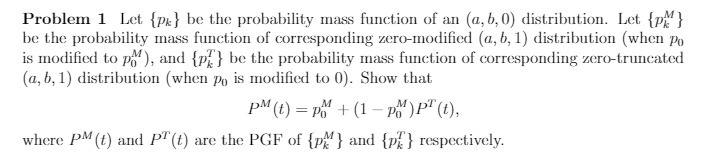  Problem 1 Let {px} be the probability mass function of an