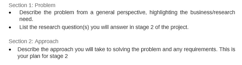 Section 1: Problem Describe the problem from a general perspective, highlighting