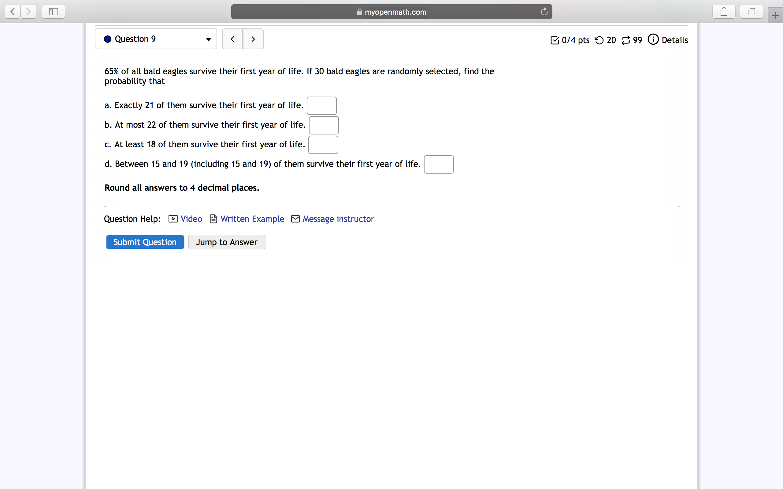  myopenmath.com Question 9 0/4 pts ' 20 99 0 Details 65%%