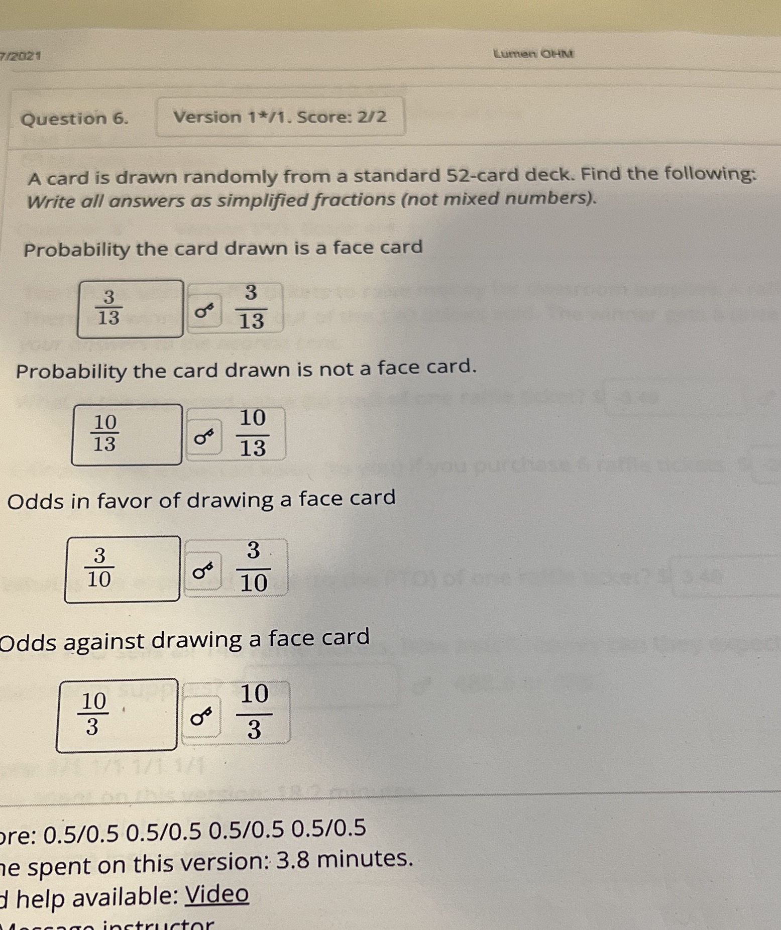 712021 Lumen OHM Question 6. Version 1*/1. Score: 2/2 A card