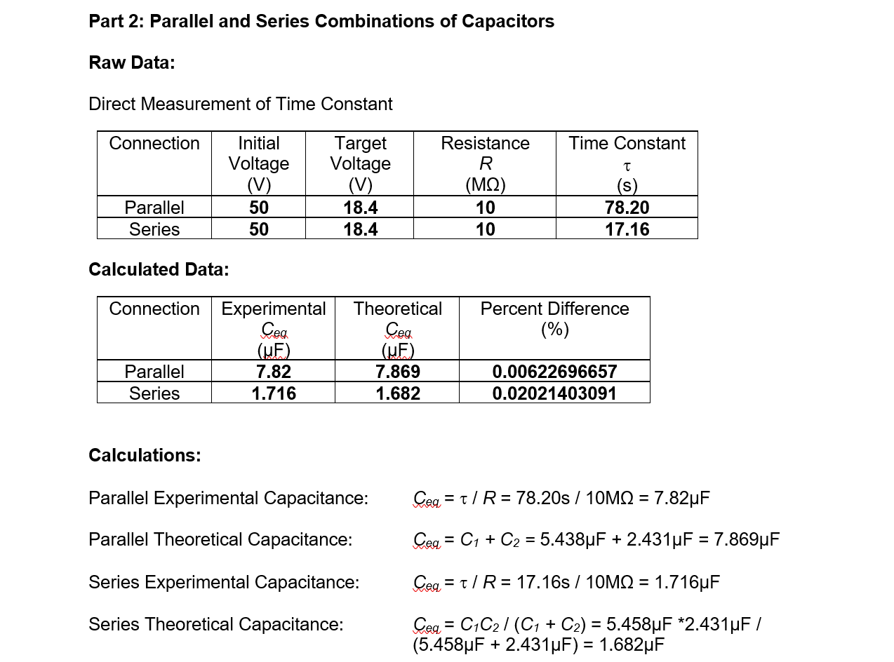 Time Constant Capacitor Initial Target Resistance Time Constant Voltage Voltage R (V)