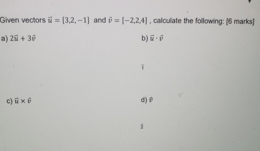 - 13,2, Given vectors u a) 2 + 313 II and 13