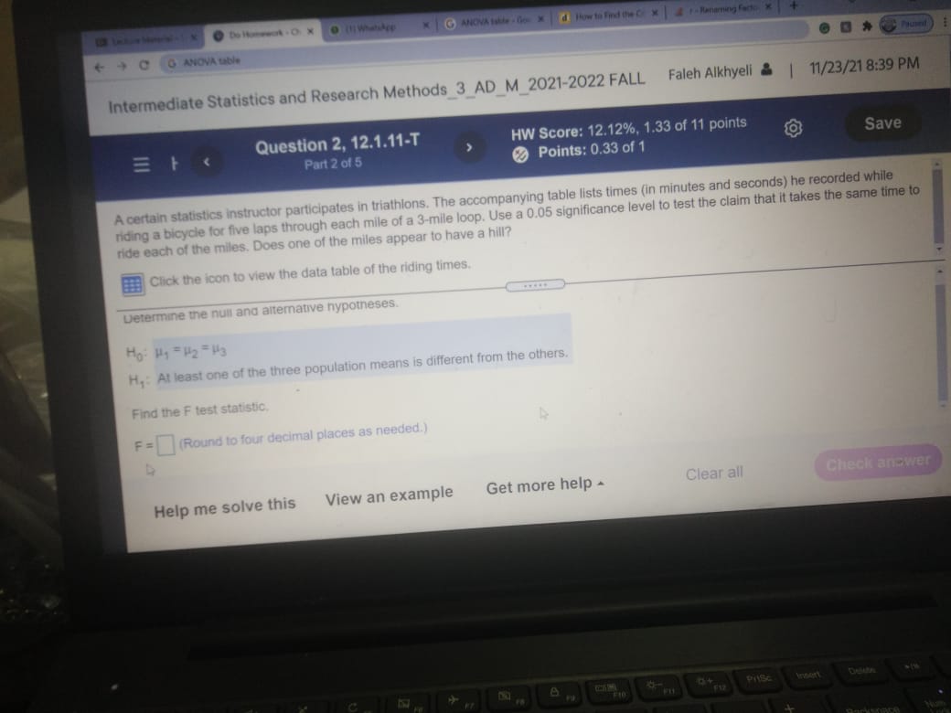  + 4 0 0 ANOVA table Intermediate Statistics and Research Methods