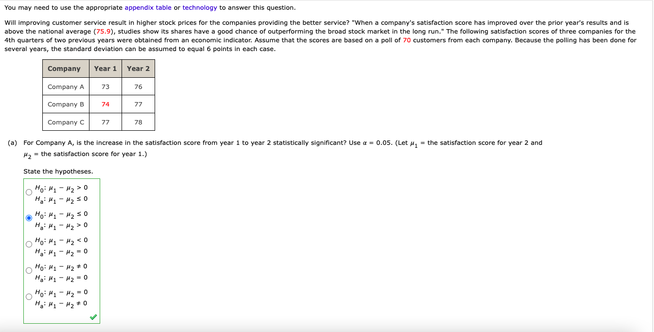 You may need to use the appropriate appendix table or technology