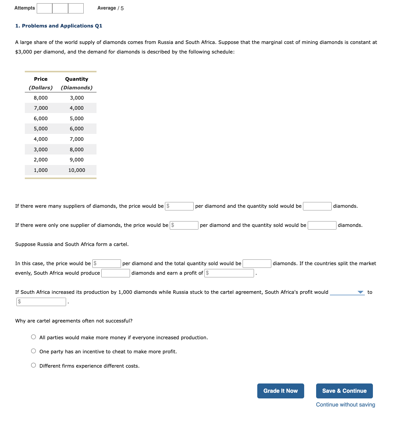 Attempts I I Average 1 5 1. Problems and Applications Q1