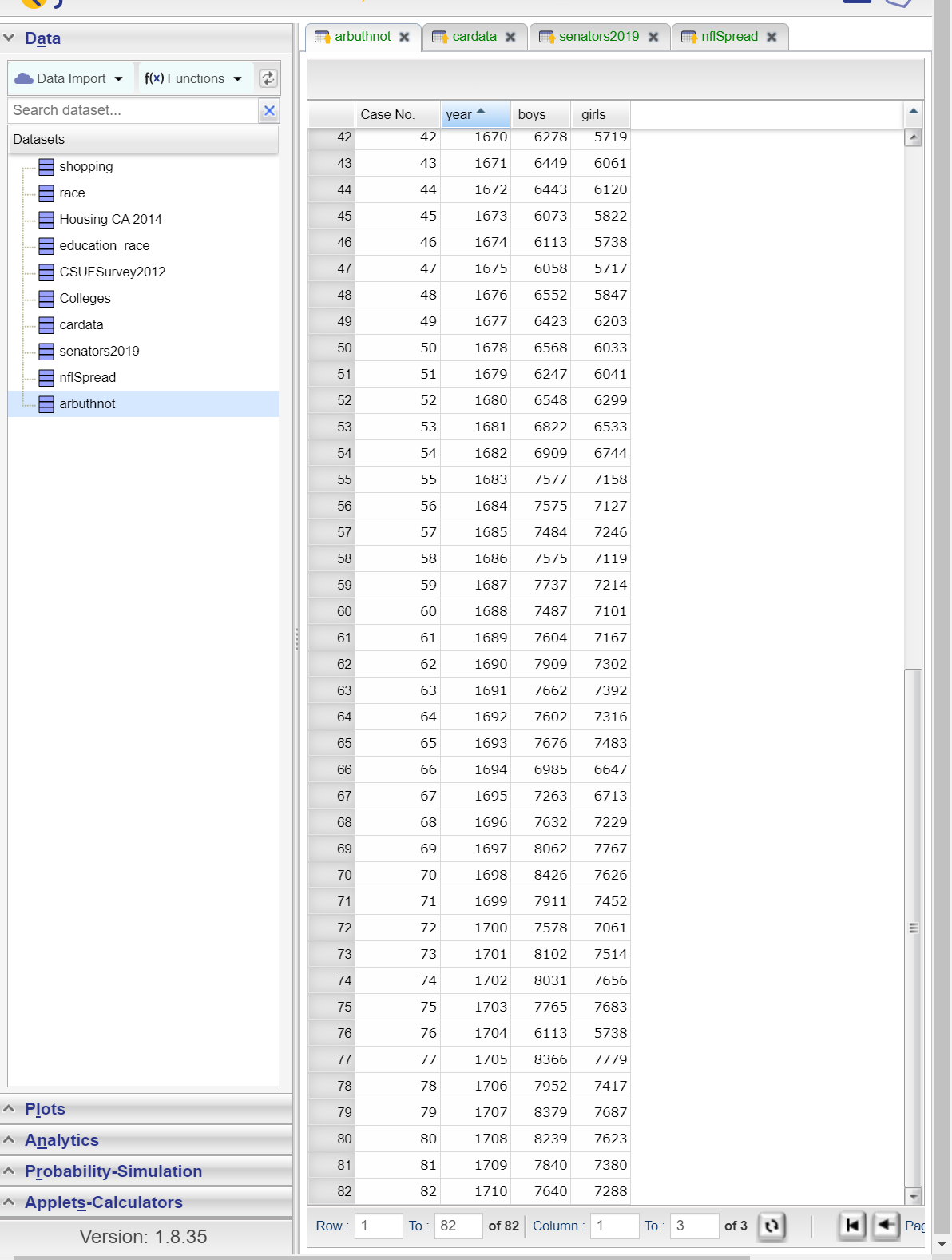 ordinalquantitative continuous question 2.a) In data-viewer, if you click on the arrow