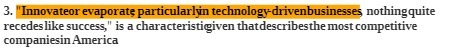 3. nothing quite recedes like success, " is a characteristigiven thatdescribesthemostcompetitive co