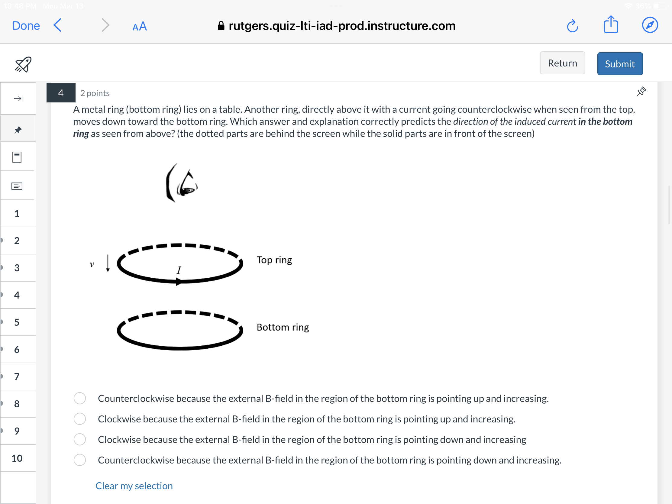 is the magnitude of the induced current through the coil the greatest?