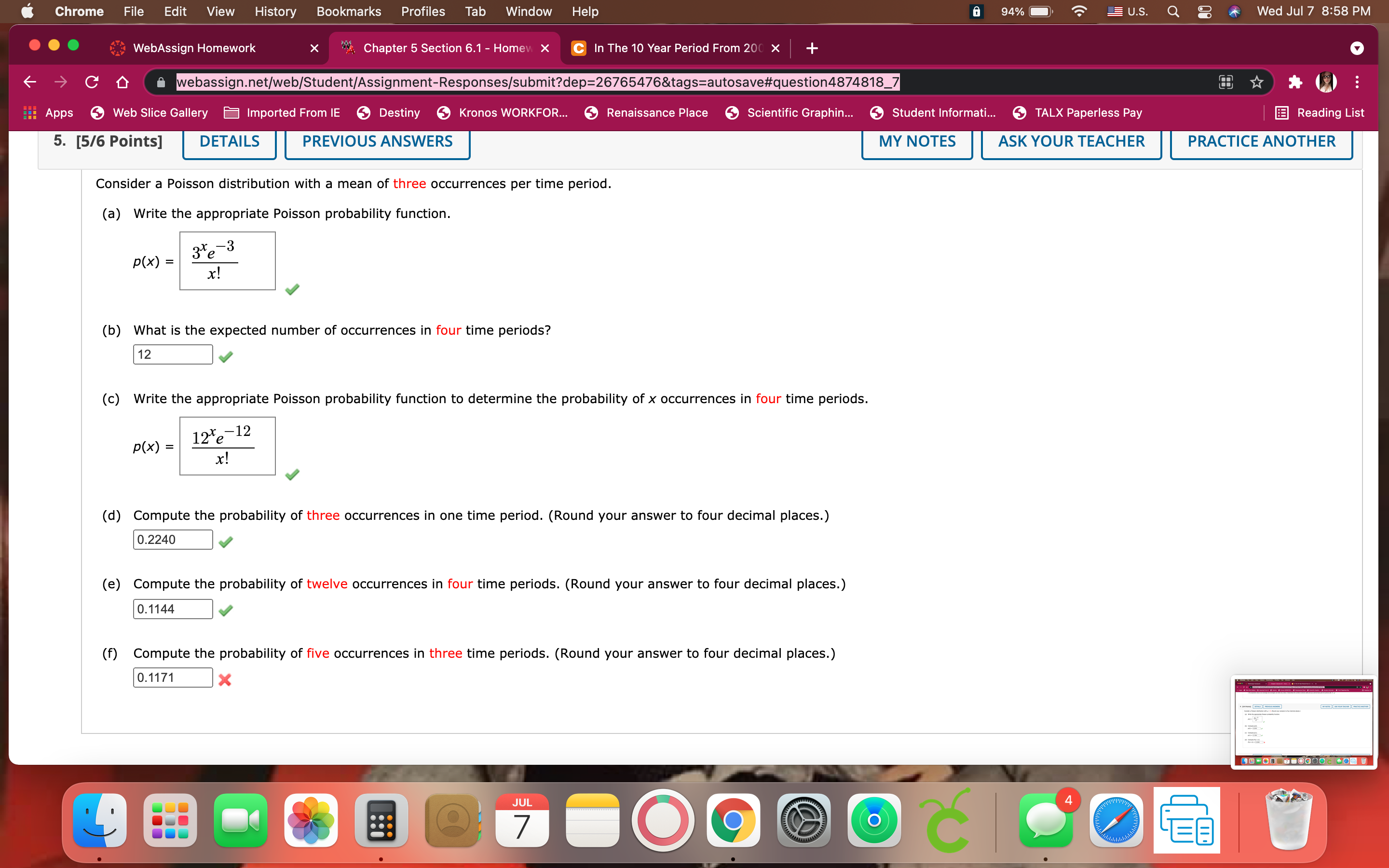 U.S. Q 8 Wed Jul 7 8:58 PM WebAssign Homework Chapter 5