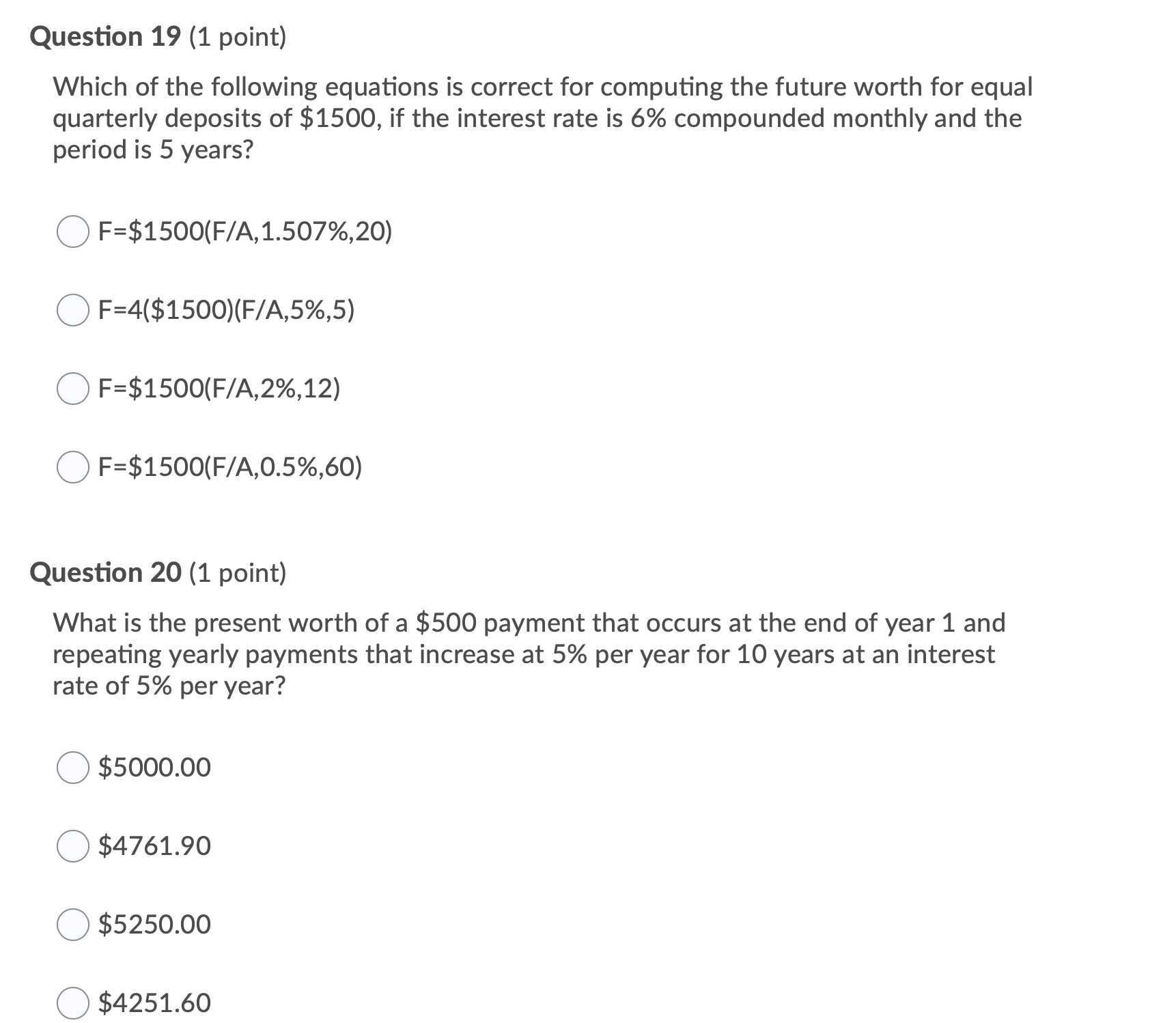 Hello there, can you please answer these 4 third year engineering Econ