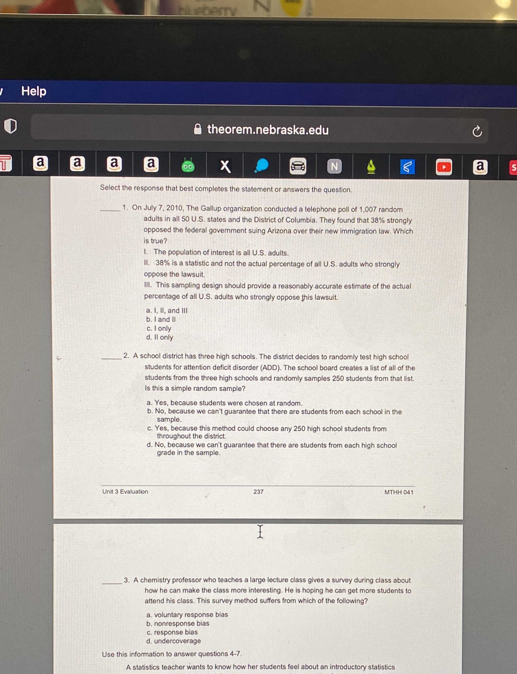  G theoremnebraskaedu Select the response that best cempletes the statement or