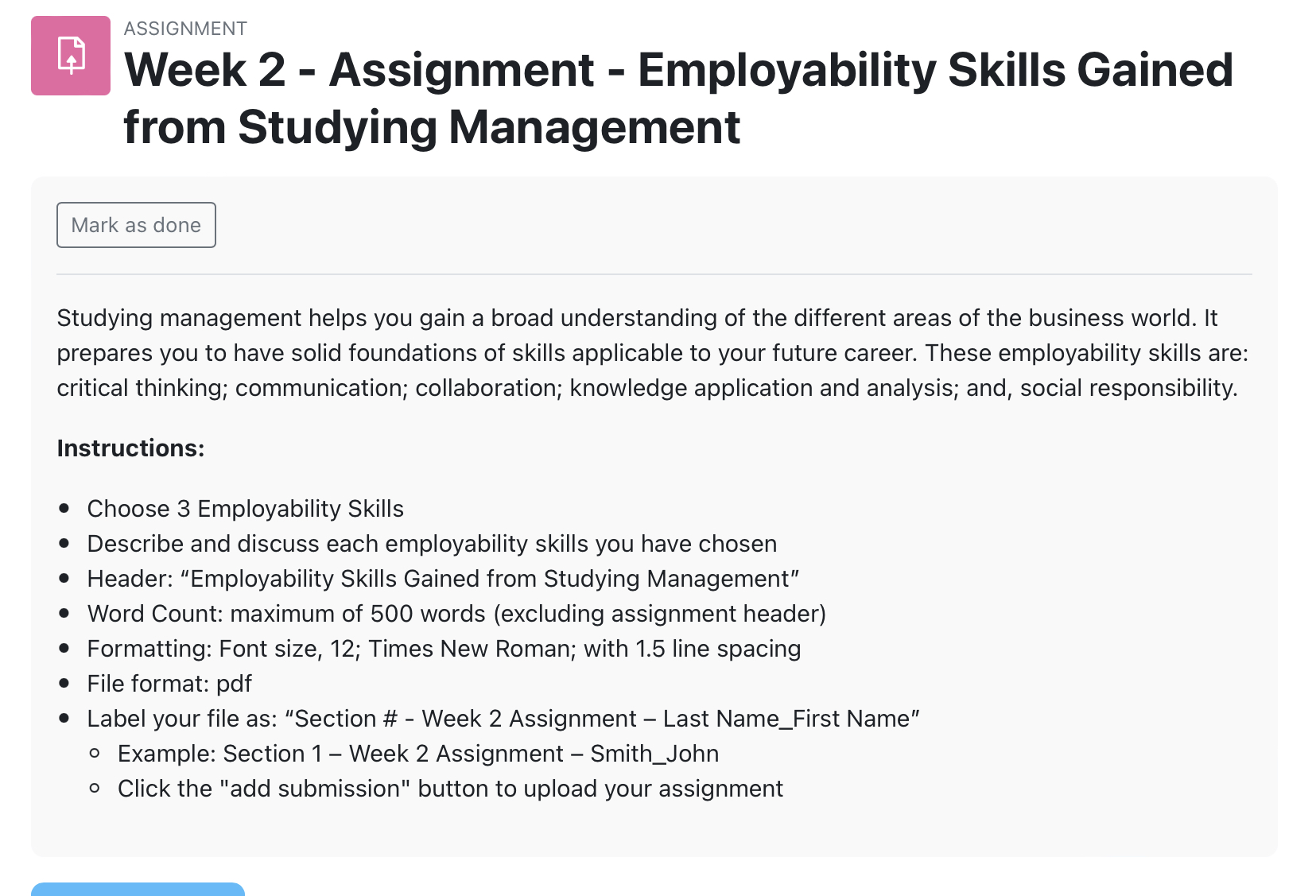  ASSIGNMENT Week 2 - Assignment - Employability Skills Gained from Studying