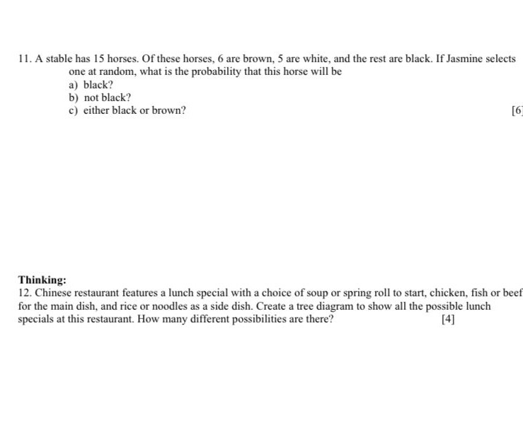 Please help solve 1 1. A stable has 15 horses. Of these