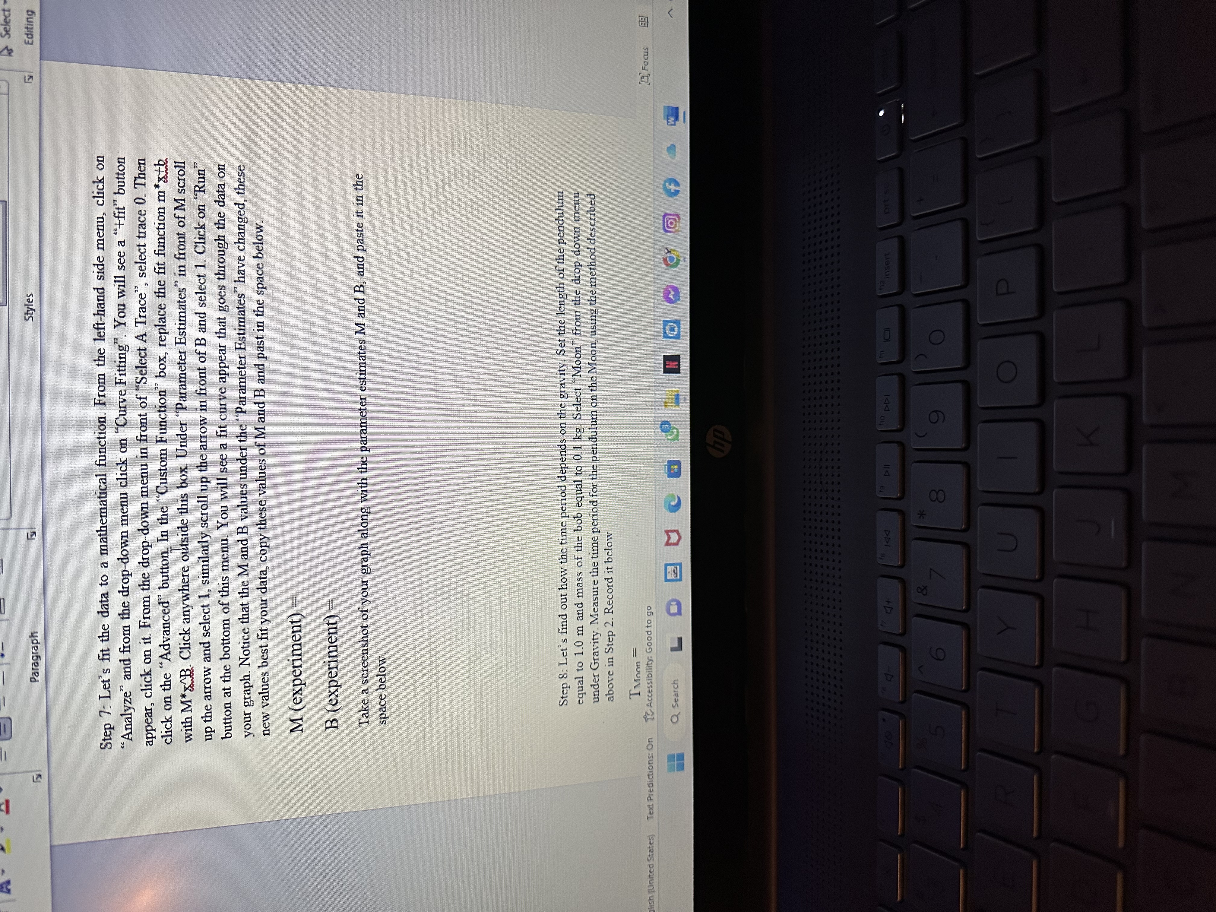 pendulum to a side and let it swing, change the length, mass.