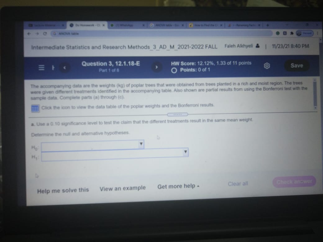 Intermediate Statistics and Research Methods 3 AD M 2021-2022 FALL Faleh